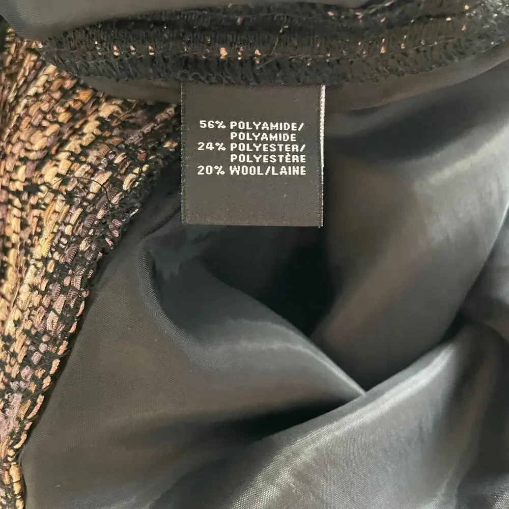 Lafayette 148 NY Blamu Tweed Pencil Skirt Size 4 Tan Black Ombre Cascade Pattern